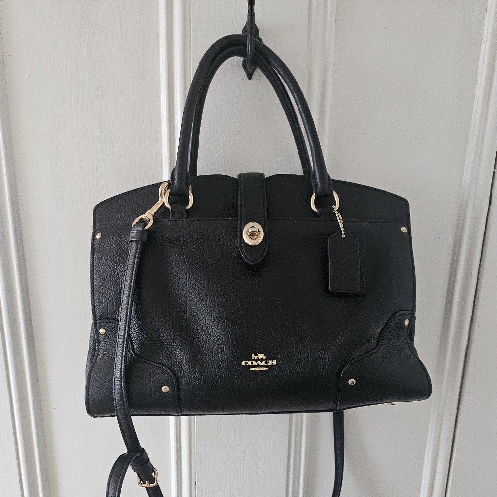 Coach Black Leather Mercel Satchel - Picture 1 of 5